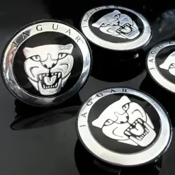 4x 56/55mm JAGUAR schwarz glänzend Rand Logo SILBER Felgendeckel Nabenkappen Rad Felgenkappen Nabendeckel Kappe – Bild 4