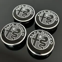 4x für ALFA ROMEO 60/55mm NEW BLACK Radkappe Raddeckel Felgenabdeckung Kappen Nabenabdeckung für Alufelgen