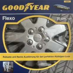 4X GOODYEAR Radzierblenden Flexo 14 Zoll silber/schwarz Pkw Radkappen Deckel