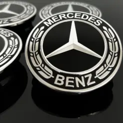 Alternative view of 4x Mercedes 75mm NEW BLACK A1714000025 Radkappe Raddeckel Felgenabdeckung Kappen Nabenabdeckung für Alufelgen AMG