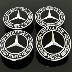 4x Mercedes 75mm NEW BLACK A1714000025 Radkappe Raddeckel Felgenabdeckung Kappen Nabenabdeckung für Alufelgen AMG
