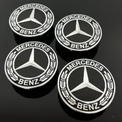 4x Mercedes 75mm NEW BLACK A1714000025 Radkappe Raddeckel Felgenabdeckung Kappen Nabenabdeckung für Alufelgen AMG – Bild 3