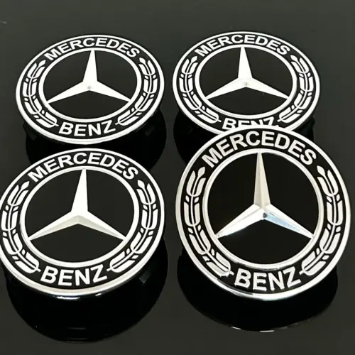 4x Mercedes 75mm NEW BLACK A1714000025 Radkappe Raddeckel Felgenabdeckung Kappen Nabenabdeckung für Alufelgen AMG
