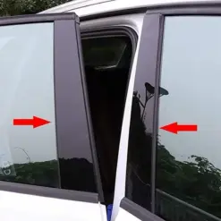 6er SET glänzend Schwarz Auto Fenster Blende Tür A B C Säule ABARTH FIAT 500 Abdeckung Leisten Schutz – Bild 3