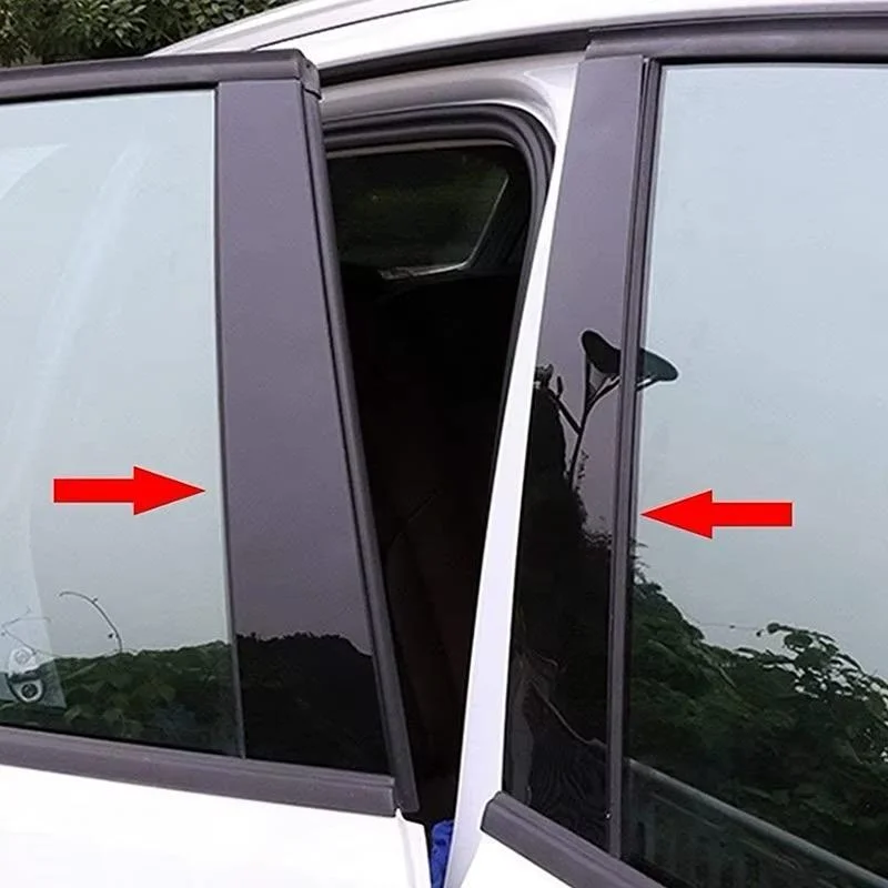 6er SET glänzend Schwarz Auto Fenster Blende Tür A B C Säule ABARTH FIAT 500 Abdeckung Leisten Schutz – Bild 3