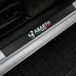 ABARTH Fiat 500 Punto Einstiegsfolie Leiste Schutzfolie CARBONSTYLE schwarz Logo – Bild 5