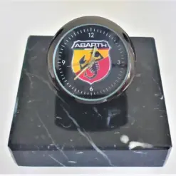 ABARTH Tischuhr Briefbeschwerer MARMORSOCKEL Auto Uhr NEU Logo Emblem Aufsteller