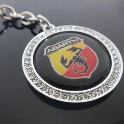 Alternative view of Fiat ABARTH Schlüsselanhänger 4cm mit Diamant Strasssteinen silber