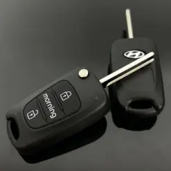 Hyundai Schlüsselgehäuse MORNING 3 Tasten EDITION schwarz mit Logo Emblem IX35 i20 IX45 Elantra Santa Fe HB20 Verna HY15 HY20 – Bild 2