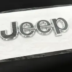 neu Jeep Emblem 135mm Metall SCHWARZ CHROM Schriftzug Logo Chrysler Wrangler OVP