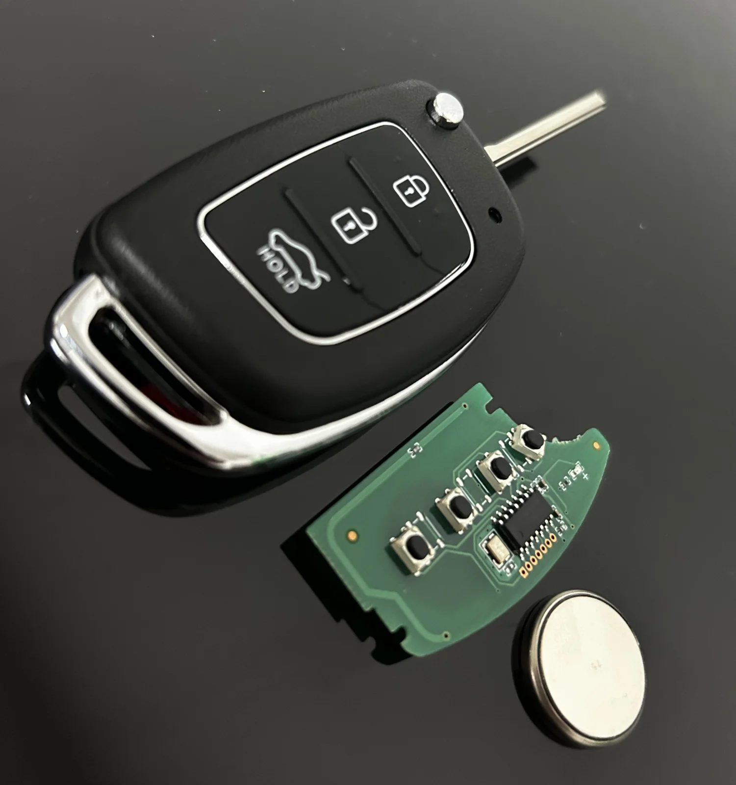 ORIGINAL Hyundai Schlüsselgehäuse + ELEKTRONIK Funk Fernbedienung Autoschlüssel KFZ Solaris ELANTRA Santa Fe i10 i20 i30 i35 i40 IX35 IX45 – Bild 4