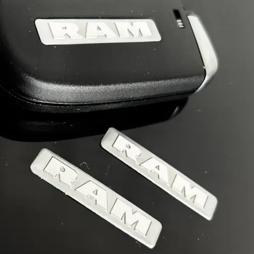 Alternative view of RAM Chrome Silver Dodge Jeep Cherokee Wrangler Patriot Liberty Emblem 40mm x 8mm ALULOGO