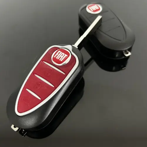 Alternative view of 1x FIAT 500 schwarz/rot Funkschlüssel Gehäuse Autoschlüssel Fahrzeugschlüssel Schlüssel Fernbedienung