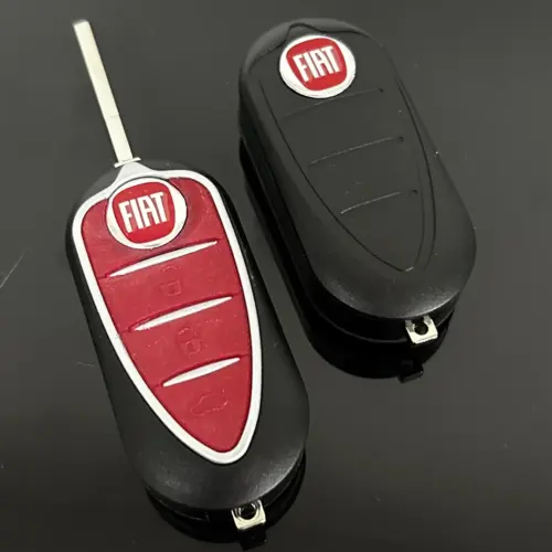 1x FIAT 500 schwarz/rot Funkschlüssel Gehäuse Autoschlüssel Fahrzeugschlüssel Schlüssel Fernbedienung