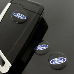 1x FORD Aufkleber Schlüssellogo 16mm RUND ALU Emblem Schriftzug selbstklebend Logo schwarz/blau – Bild 4