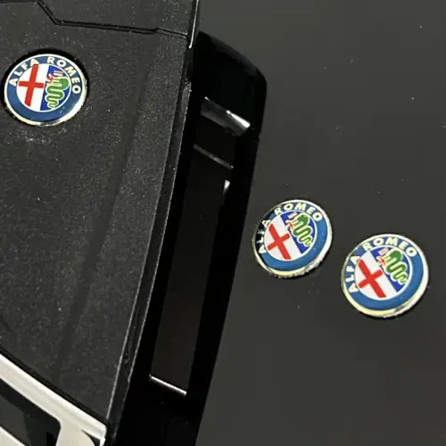 Alternative view of 1x für Alfa Romeo new Schlüssel 11mm RUND Aufkleber ALU Schlüssellogo Emblem Schriftzug LOGO