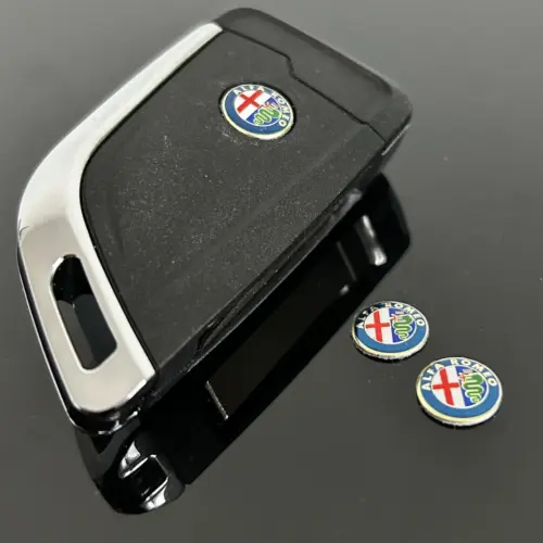 1x für Alfa Romeo new Schlüssel 11mm RUND Aufkleber ALU Schlüssellogo Emblem Schriftzug LOGO