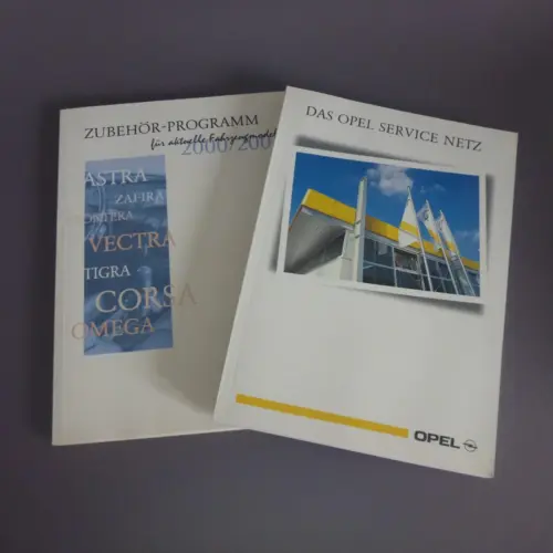 2x Opel Handbuch Zubehör Programm + Service Netz 2001/2001