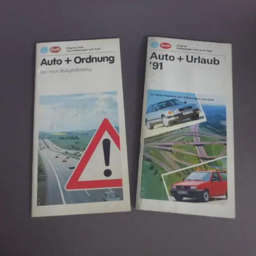 2x VW AUDI Auto+Urlaub Auto+Ordnung Bußgeldkatalog 1991