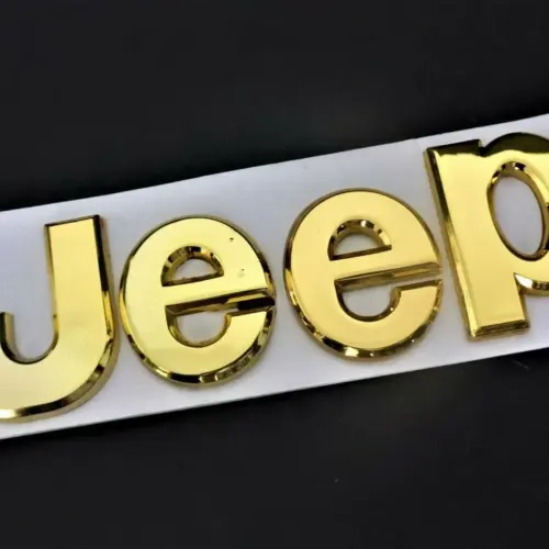 Jeep FEHLER Emblem schwerer Metall GOLD Schriftzug Logo selbstklebend Chrysler