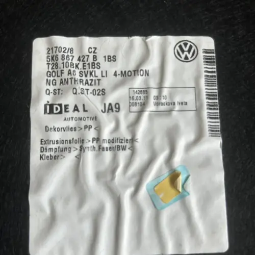 Alternative view of NEU neu Verkleidung Seitenwand Kofferraum links 5K6867427B VW GOLF 5