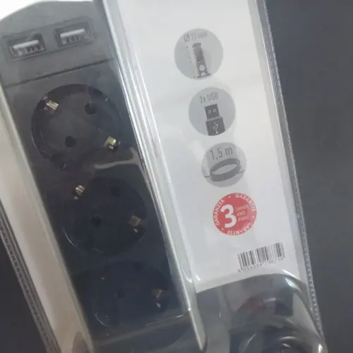 versenkbare 3er Tischsteckdosenleiste mit 2x USB Alu schwarz/silber OVP Einbau – Bild 3