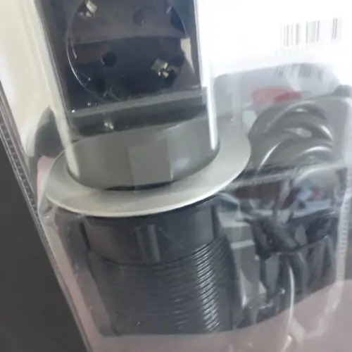versenkbare 3er Tischsteckdosenleiste mit 2x USB Alu schwarz/silber OVP Einbau – Bild 5