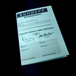 Zündapp Inspektion Service Brief Garantie Schein blau